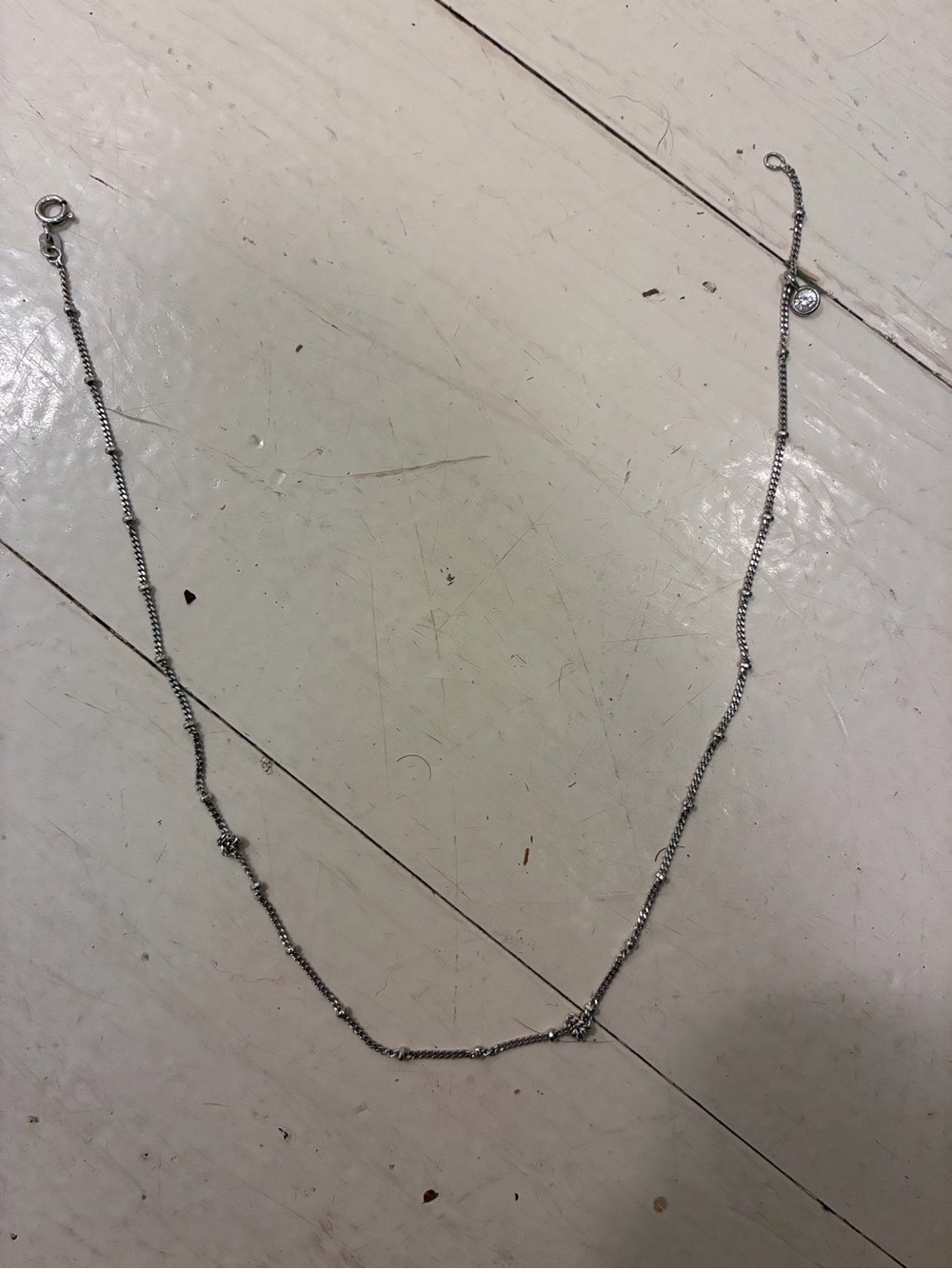 Delicate Vintage Silver Satellite Station Chain Necklace